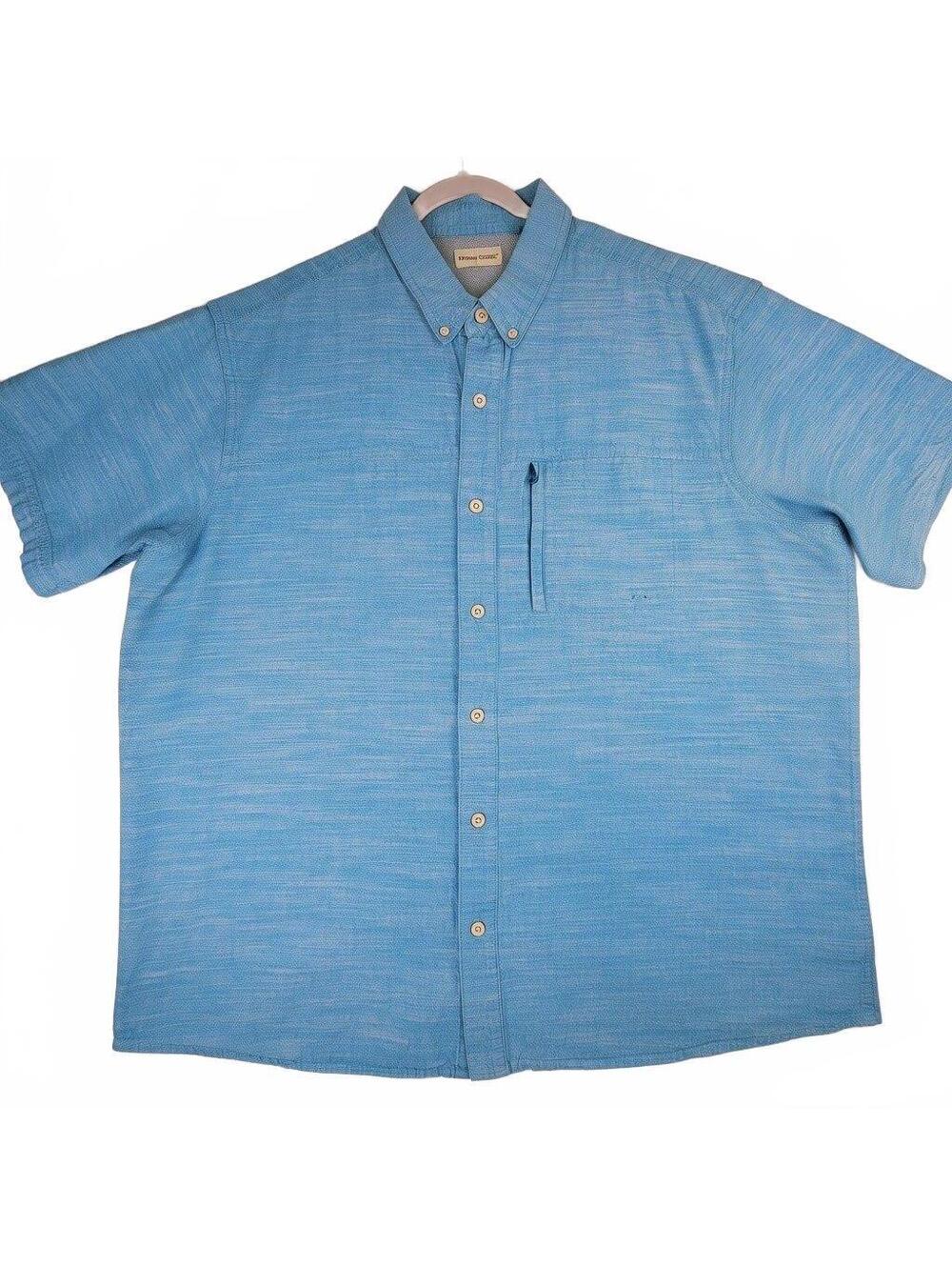 Hobbs Creek Men's Light Blue Button-Up Ventilated Fishing Shirt 3XL 100% Cotton